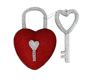 9.5" Bling Heart Lock w/Key