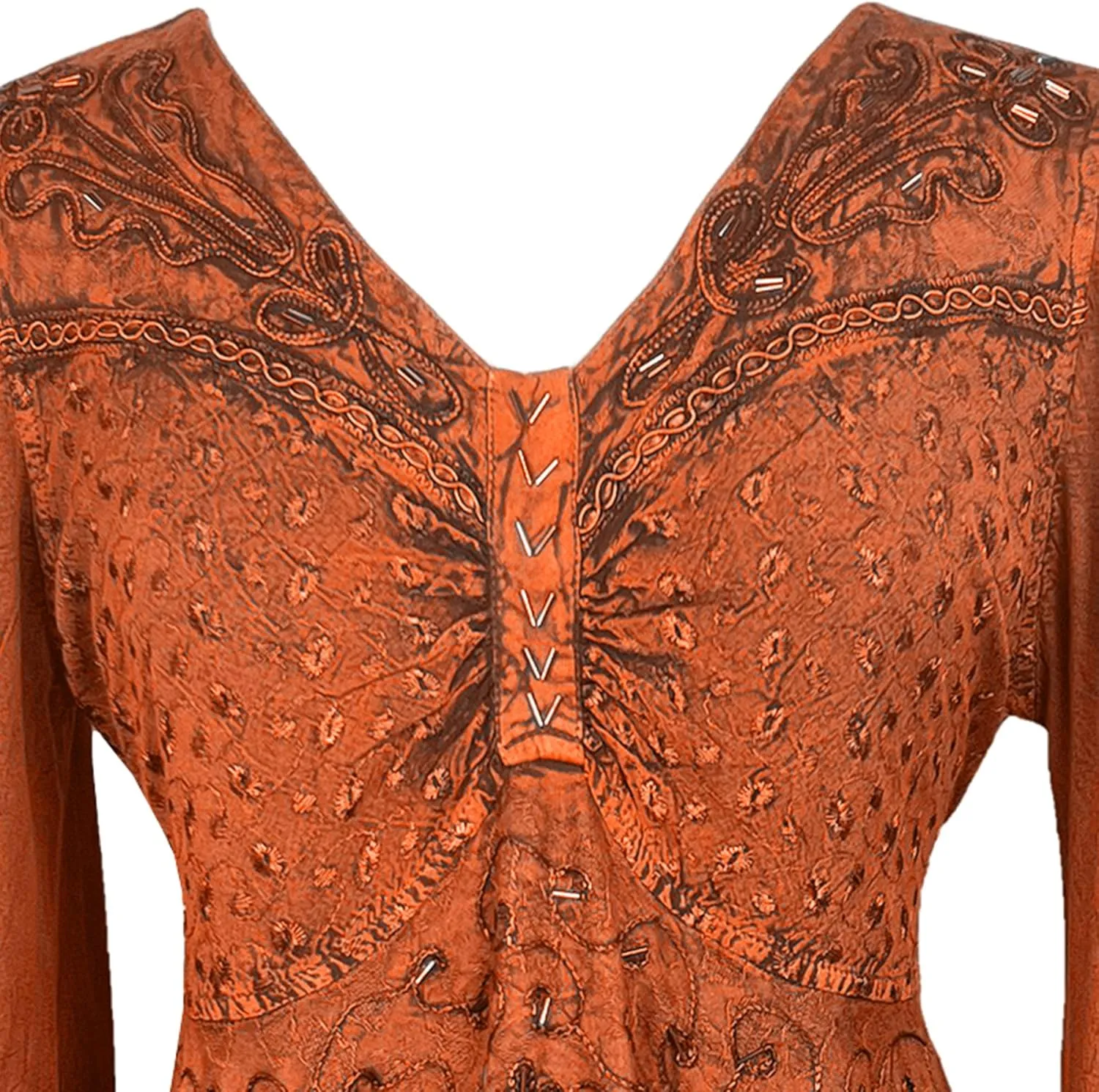 Agan Traders Women's 2025 Summer Long Bell Sleeve Embroidered Tops - V Neck Asymmetrical Flair Beaded Tunic Blouses