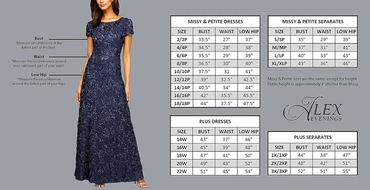 Alex Evenings Women's Tea Length Embroidered Cocktail Godets, Wedding Guest, Party Dress (Petite and Regular Sizes)