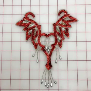 Applique - Red and Silver Sequins and Beads Close-Out
