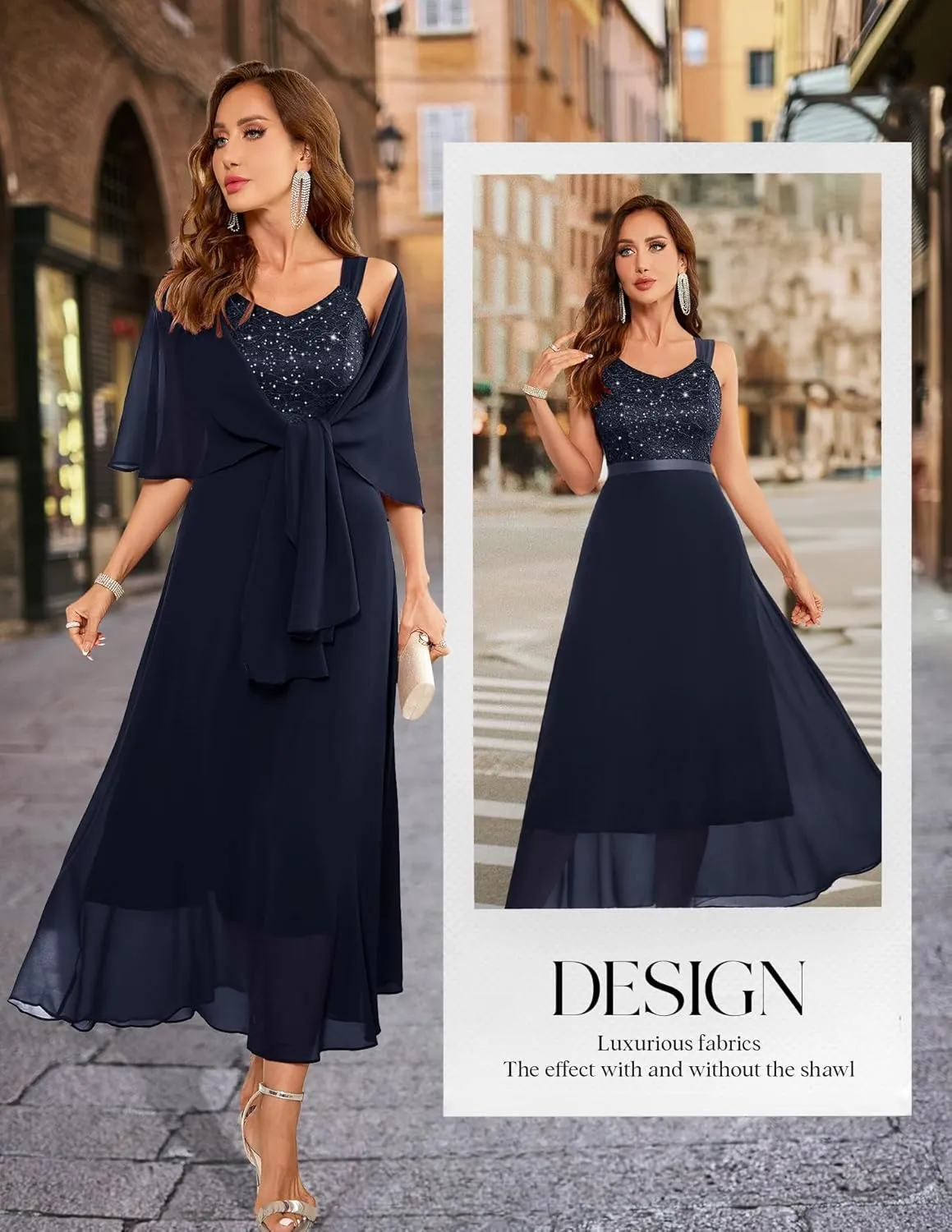 BeryLove Formal Wedding Guest Sequin Mother of The Bride Dress Evening Dresses