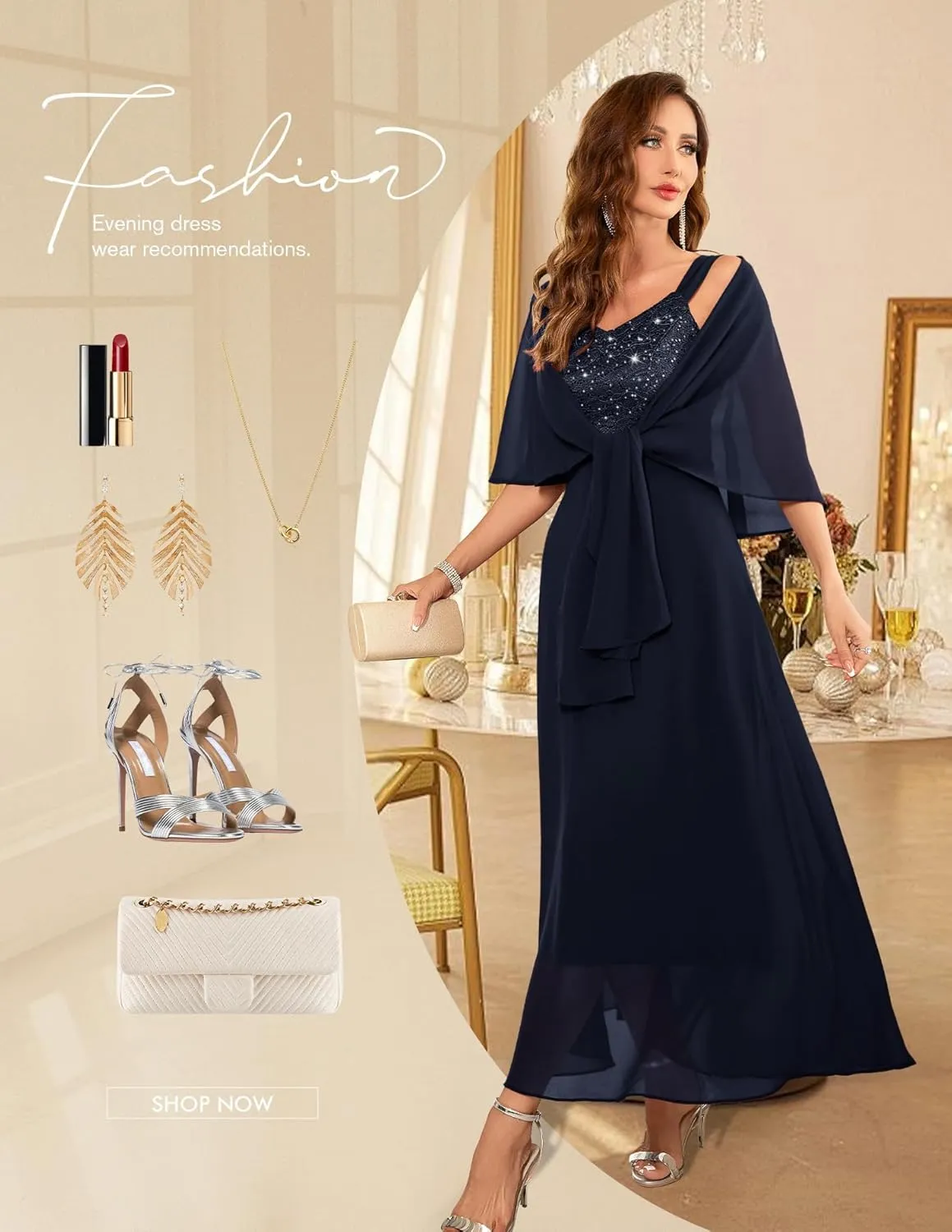 BeryLove Formal Wedding Guest Sequin Mother of The Bride Dress Evening Dresses
