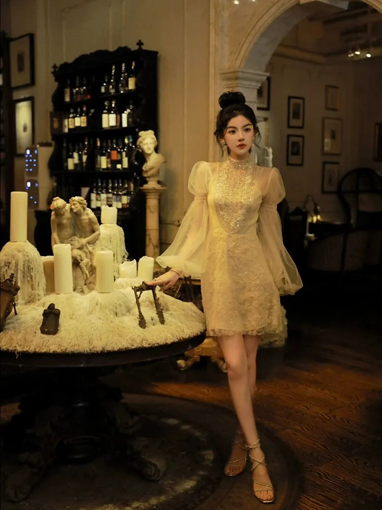 Birthday dress party dress luxury celebrity heavy beaded dress      S5830