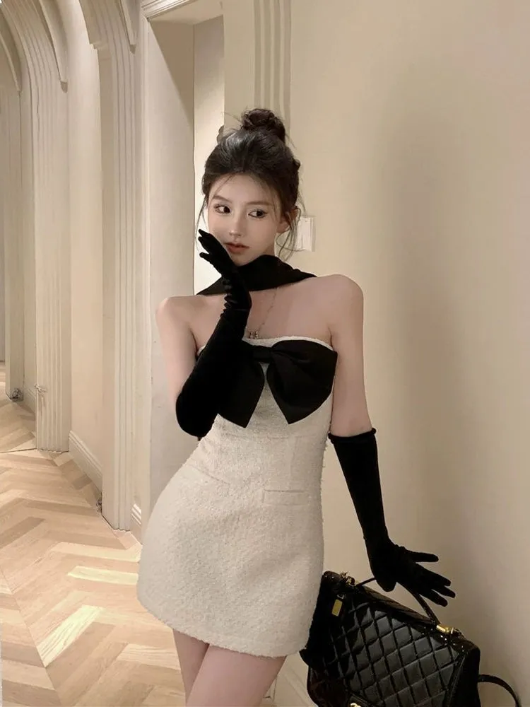 Birthday dress strapless halter neck dress    S5823