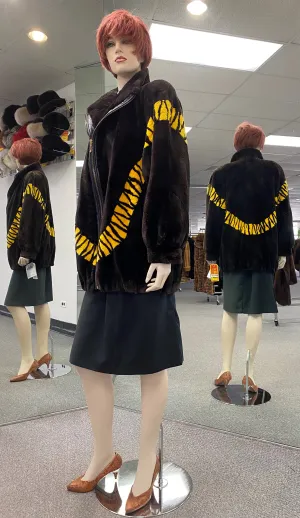 Black & Yellow Sheared Beaver Jacket