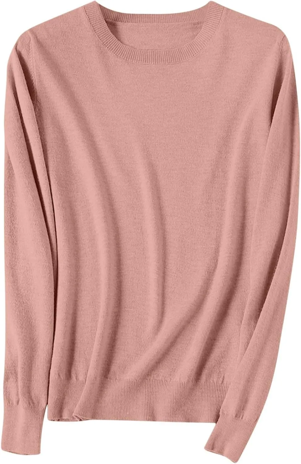 Cashmere Sweaters for Women Crewneck Long Sleeve Oversized Sweaters Trendy Ribbed Knit Cuffs Hem Tunic Sweaters Tops