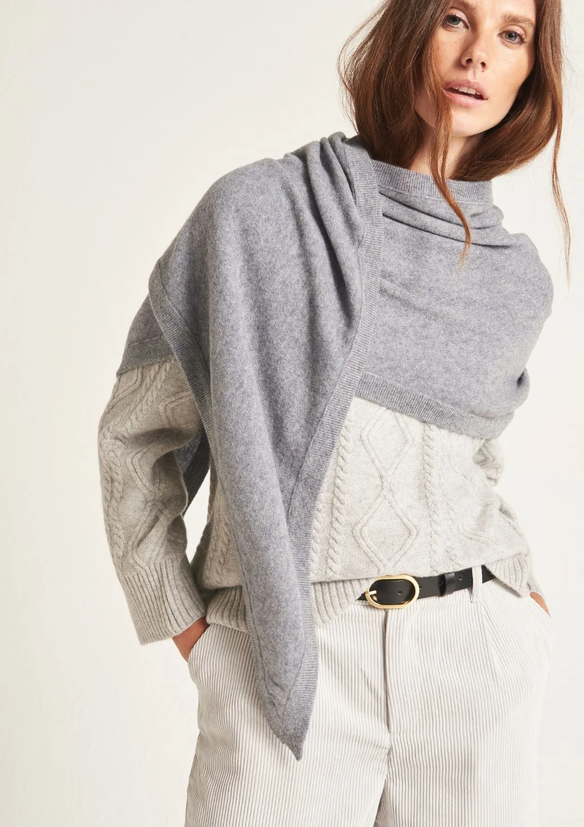 Cashmere Triangle Scarf in Monument Grey