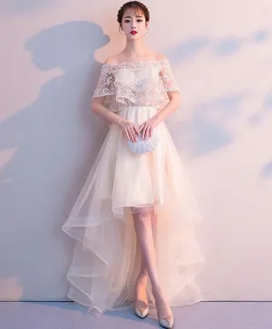 Champagne Tulle High Low Prom Dress Tulle Evening Dress