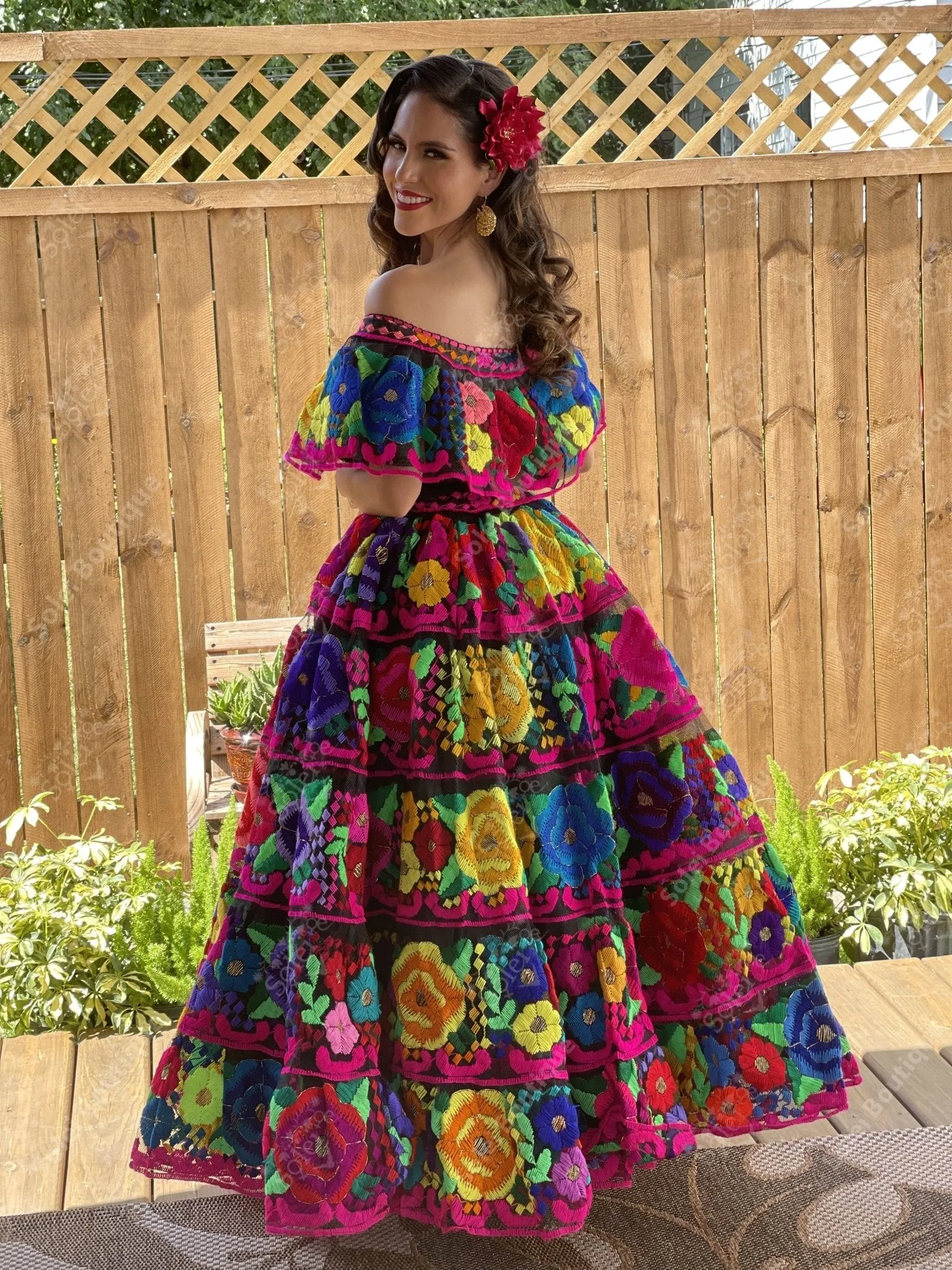 Chiapaneco Doble Ruedo Floral Dress