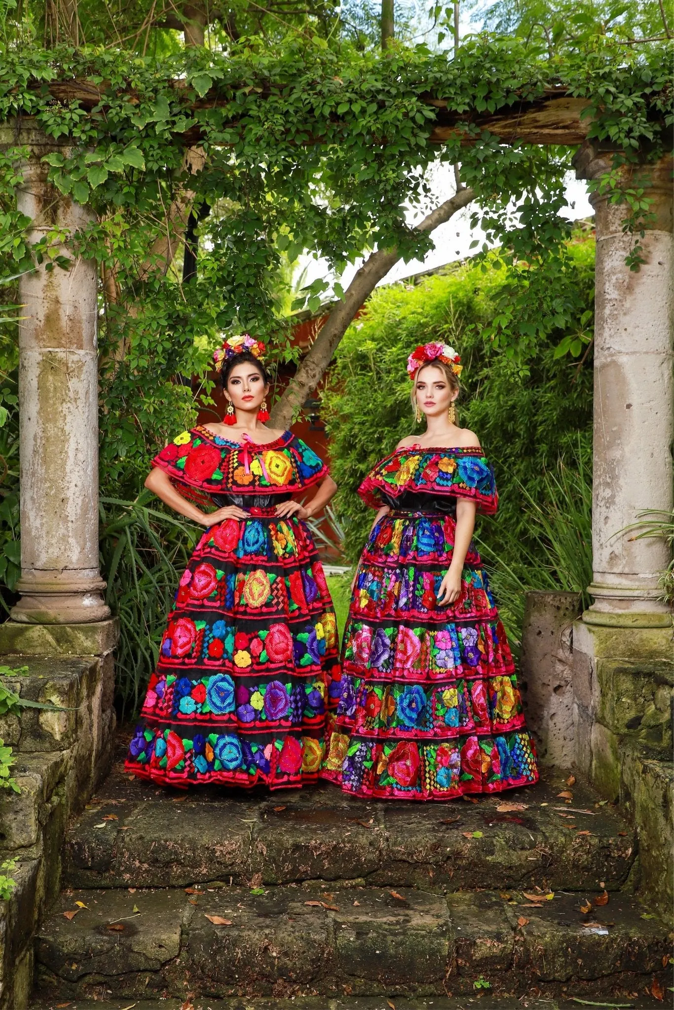 Chiapaneco Doble Ruedo Floral Dress
