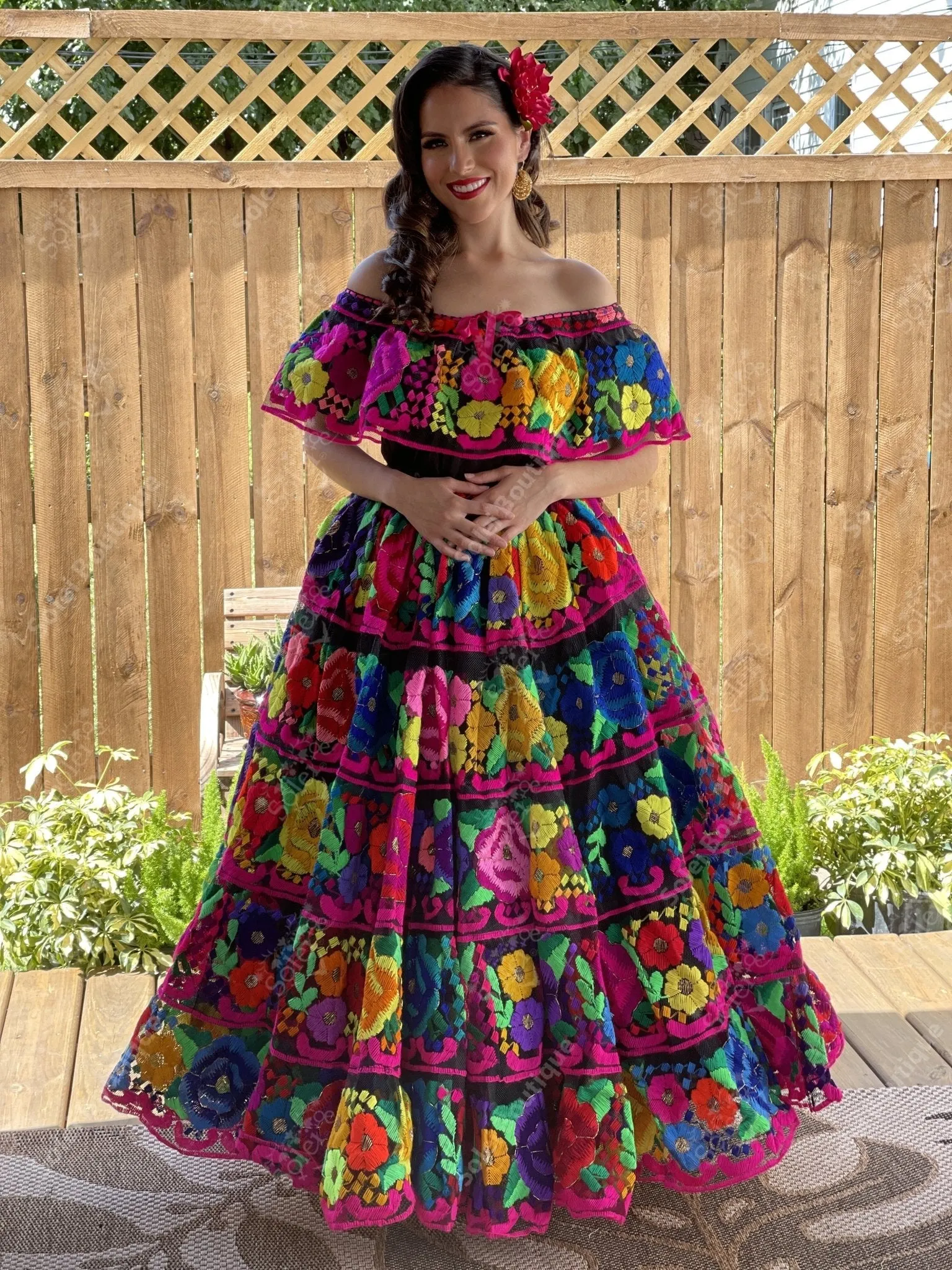 Chiapaneco Doble Ruedo Floral Dress