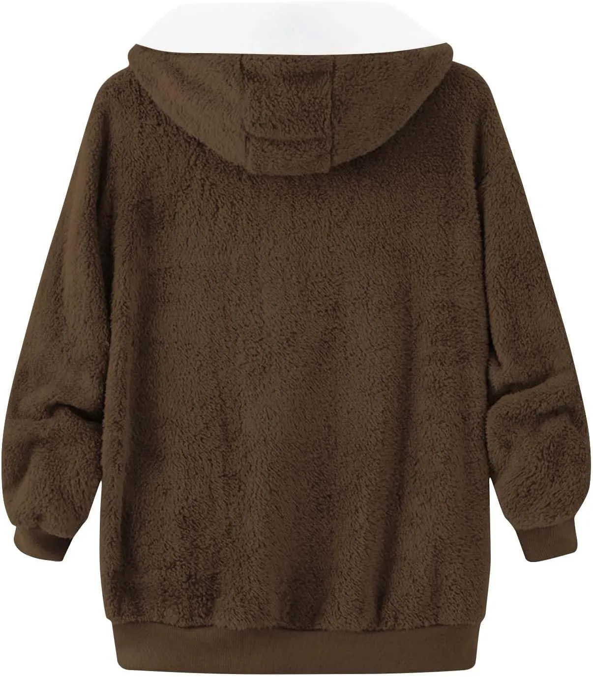 Coats for Women, Women's Fashion Casual Loose Plush Striped Zipper Long Sleeve Stitching Hooded Jacket Coat