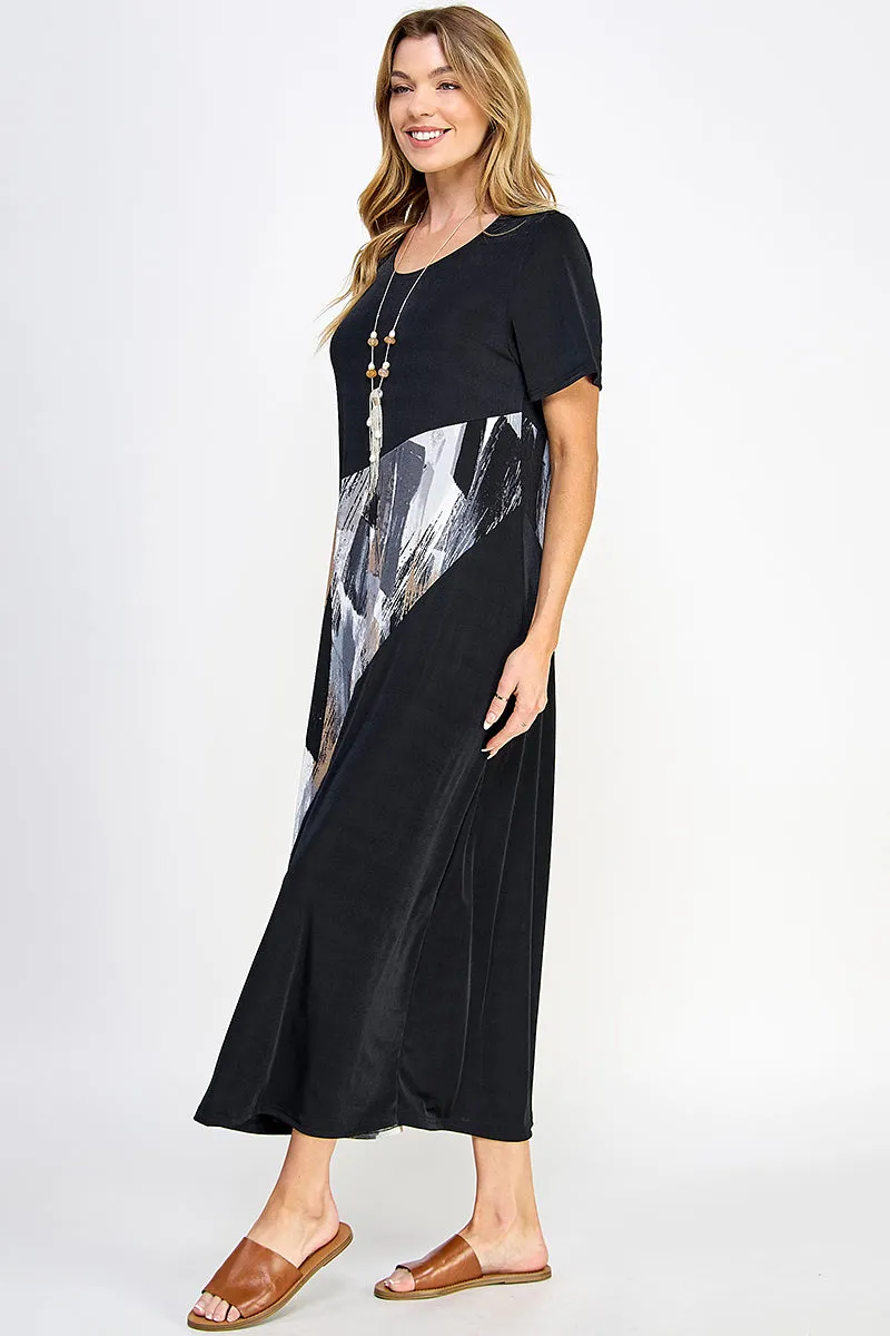 Contrast Short Sleeve Dress-7087BN-SRP1-C-W379
