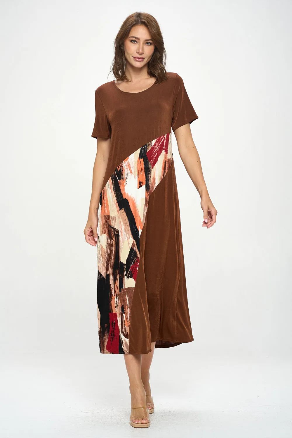 Contrast Short Sleeve Dress-7087BN-SRP1-C-W379