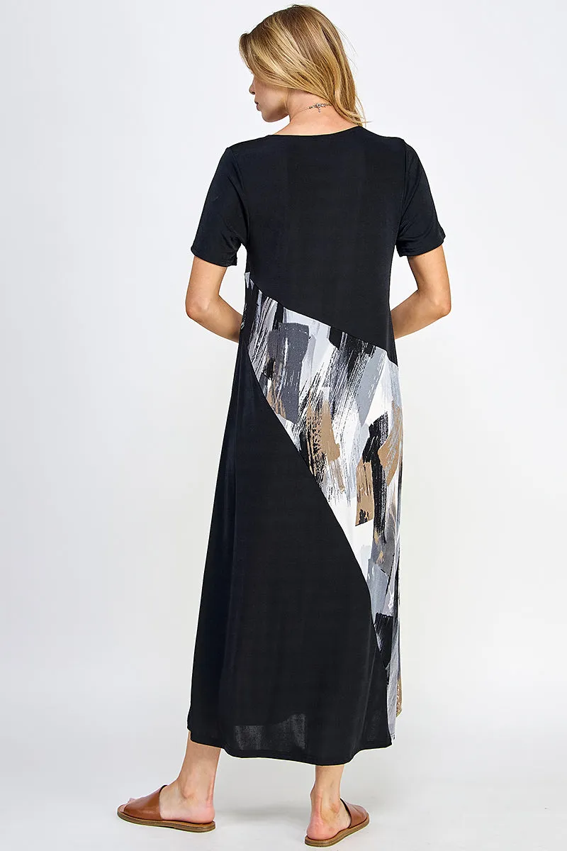 Contrast Short Sleeve Dress-7087BN-SRP1-C-W379