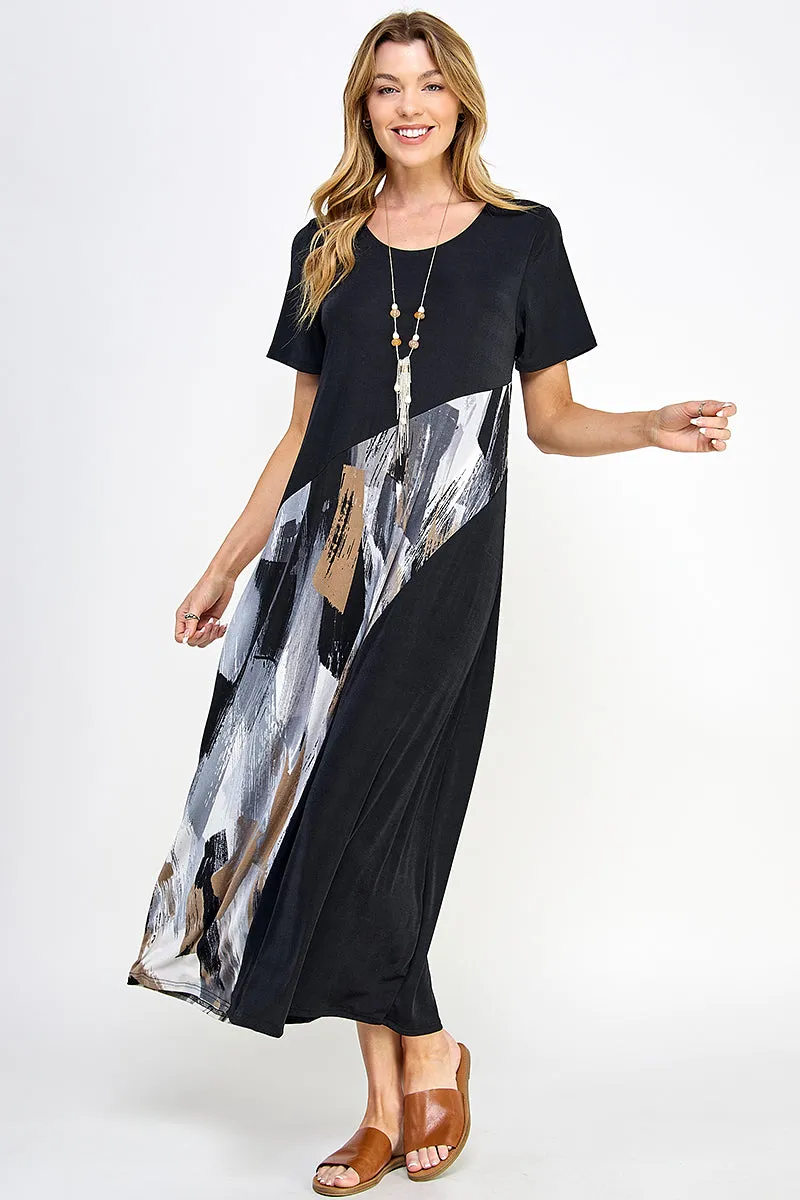 Contrast Short Sleeve Dress-7087BN-SRP1-C-W379