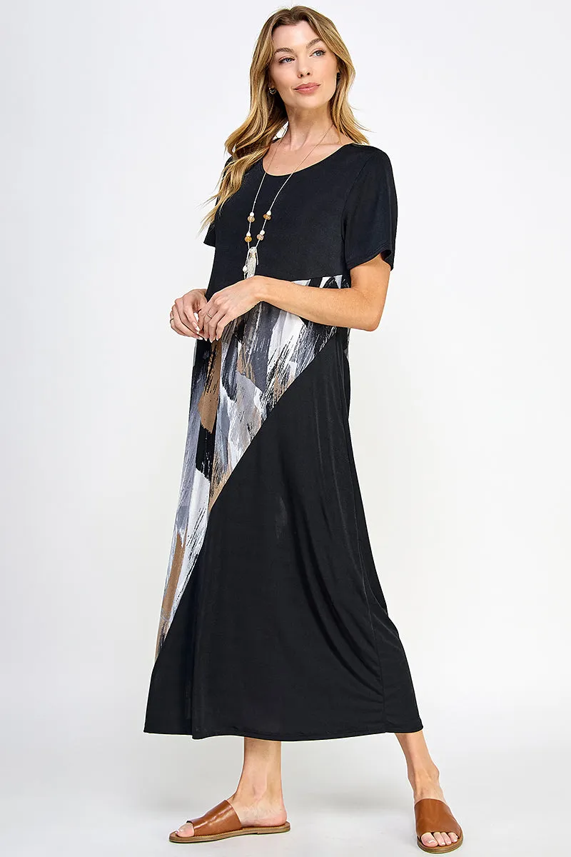 Contrast Short Sleeve Dress-7087BN-SRP1-C-W379