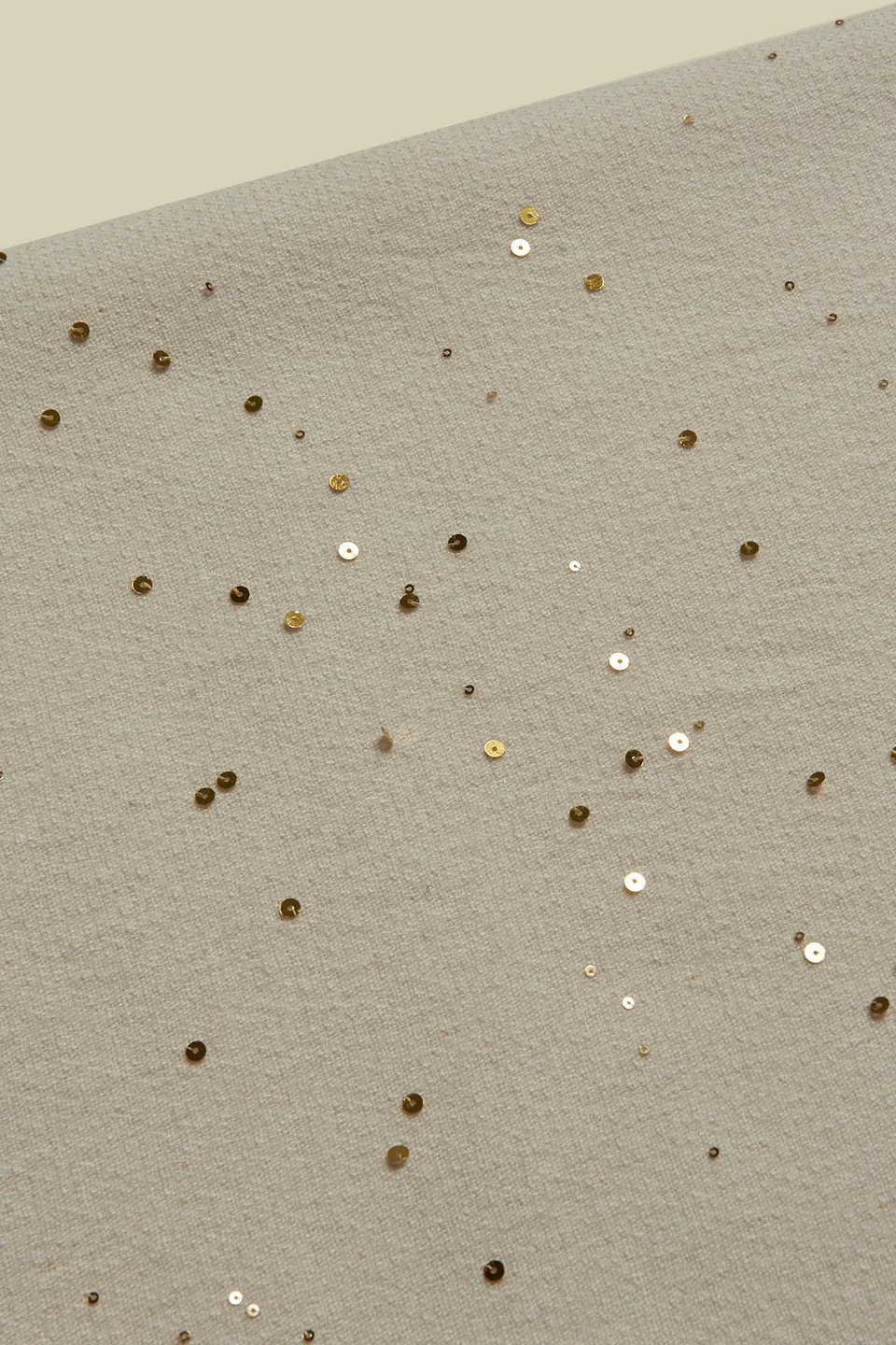 Cotton Wool Sequined Scarf in Camel