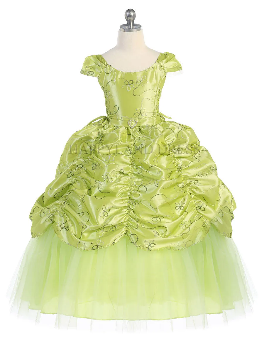 D0555 Embroidered Curtain Detail Dress (4 Diff. Colors)
