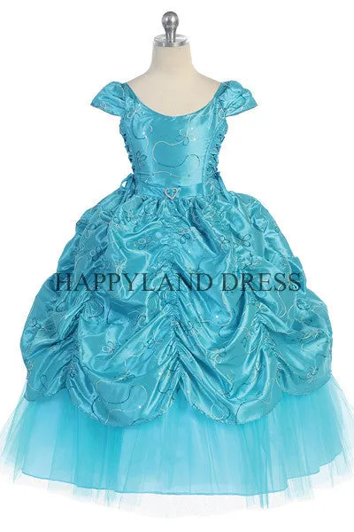 D0555 Embroidered Curtain Detail Dress (4 Diff. Colors)