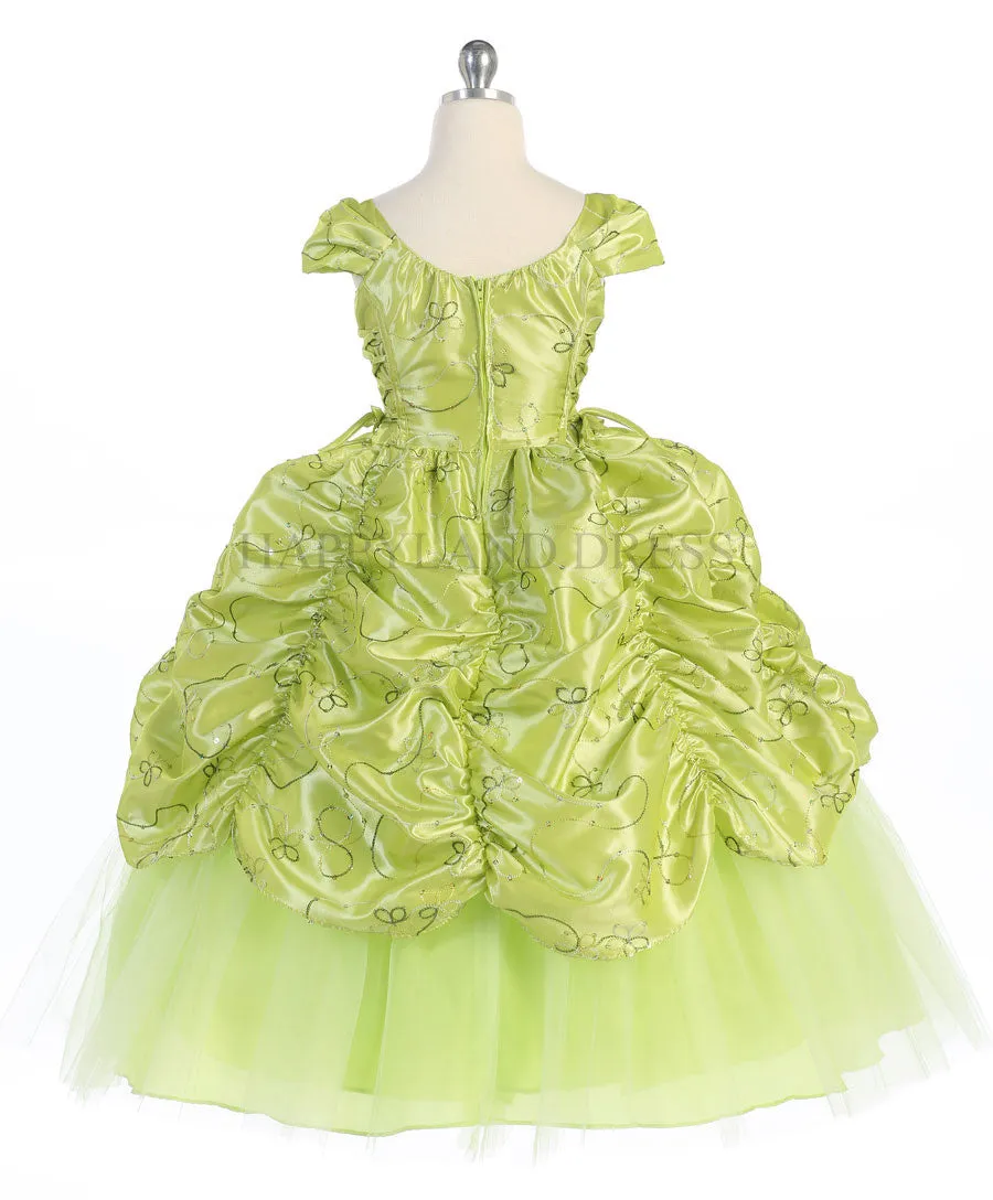 D0555 Embroidered Curtain Detail Dress (4 Diff. Colors)