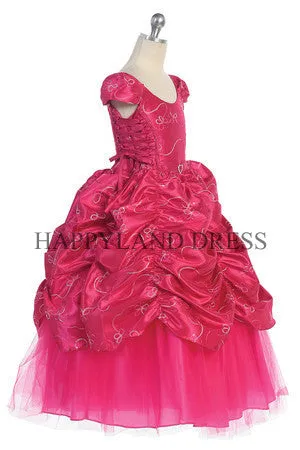D0555 Embroidered Curtain Detail Dress (4 Diff. Colors)