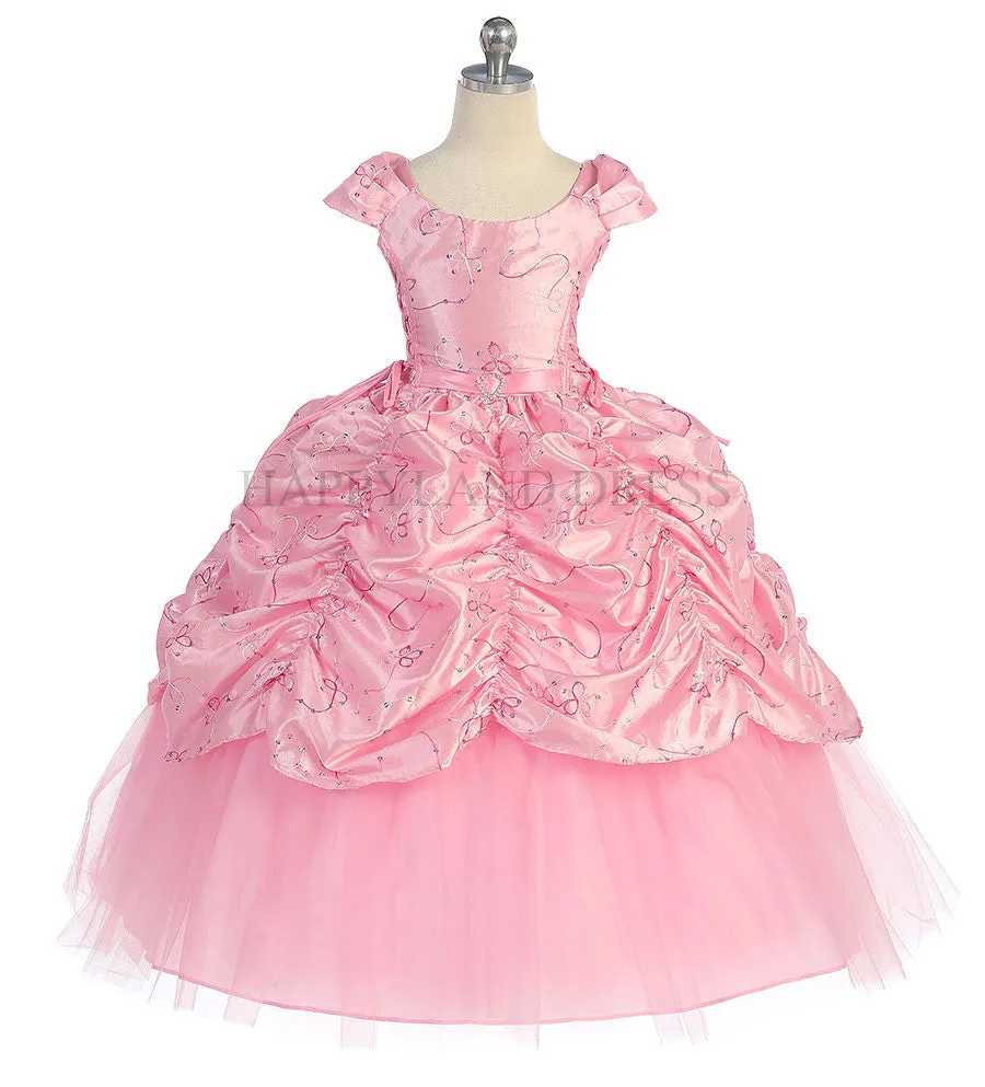 D0555 Embroidered Curtain Detail Dress (4 Diff. Colors)