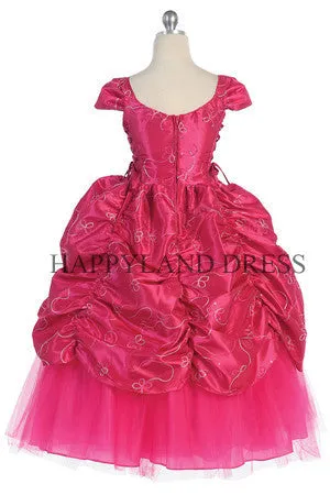 D0555 Embroidered Curtain Detail Dress (4 Diff. Colors)