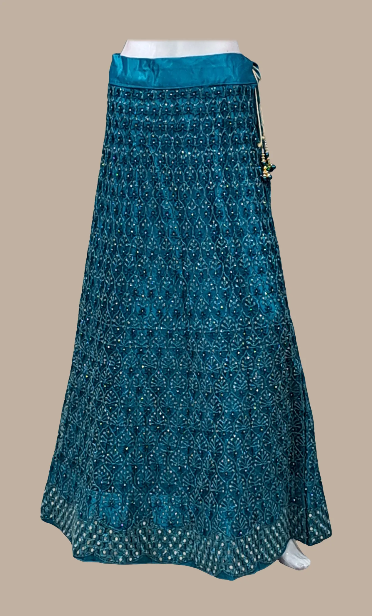 Deep Teal Embroidered Lengha