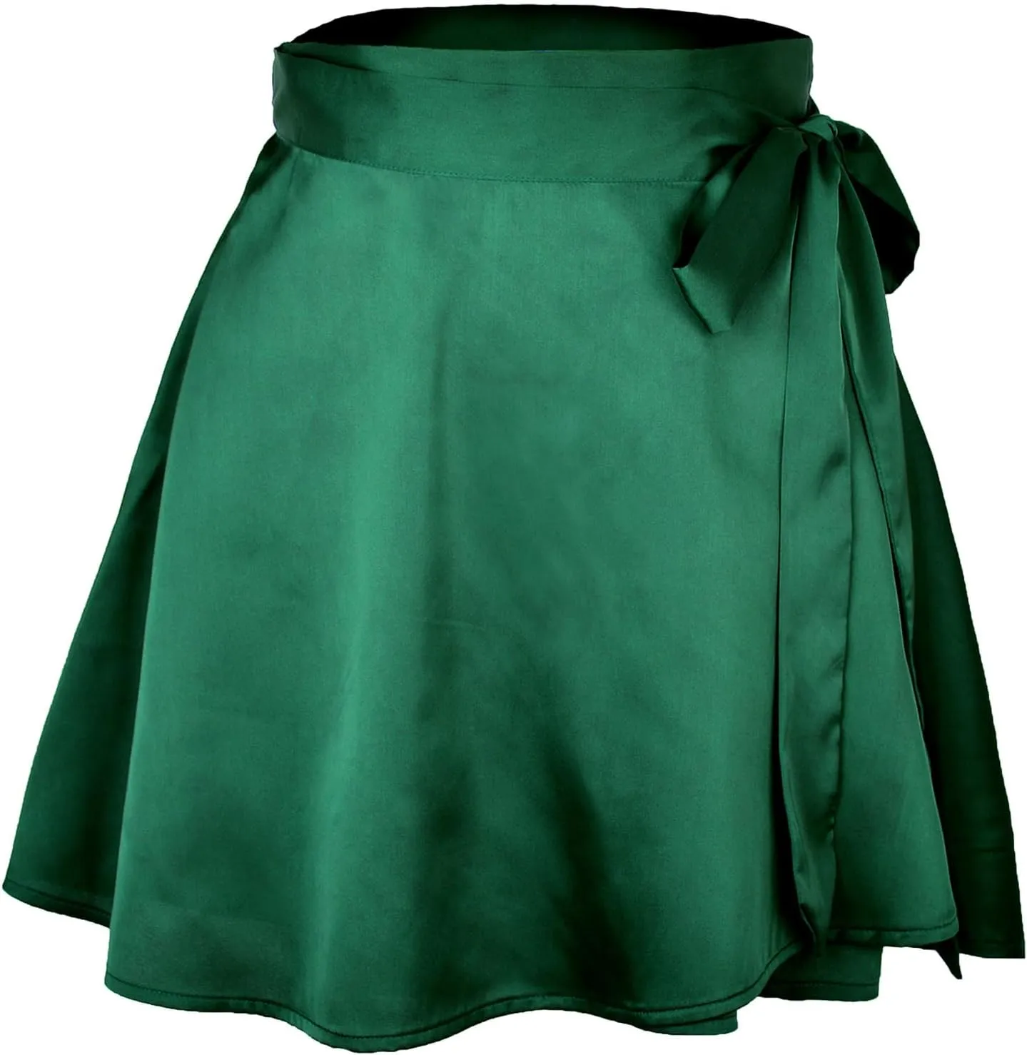 Ezcosplay Women Satin Wrap Around Mini Skirt High Waisted Adjustable Self Tie Silk A Line Short Skirts
