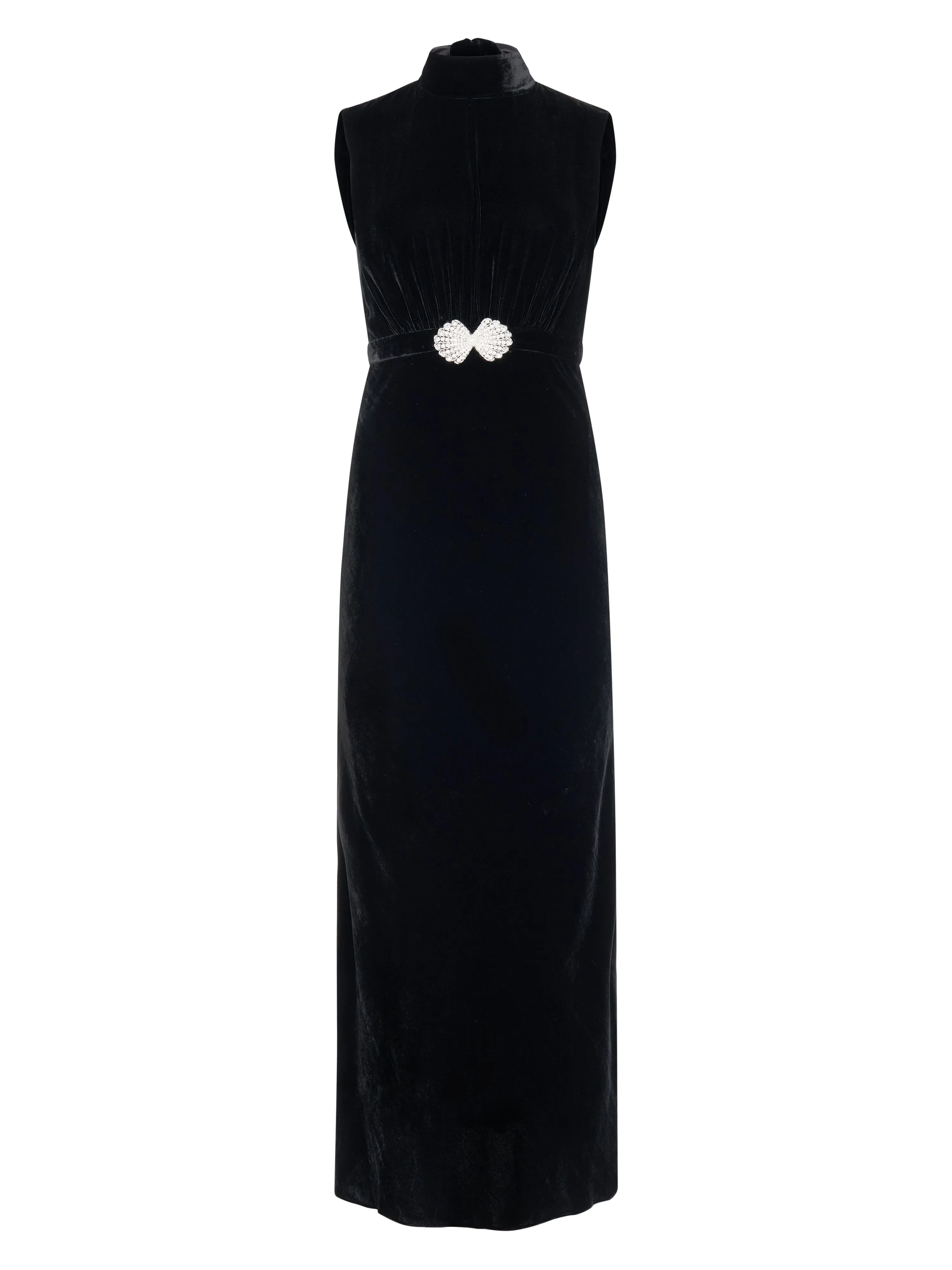 Fleur Velvet Dress in Black Pearl Clamshell
