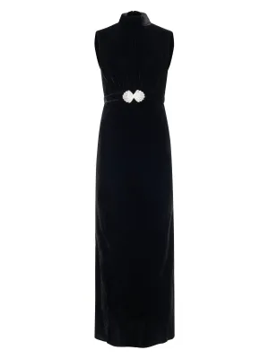 Fleur Velvet Dress in Black Pearl Clamshell