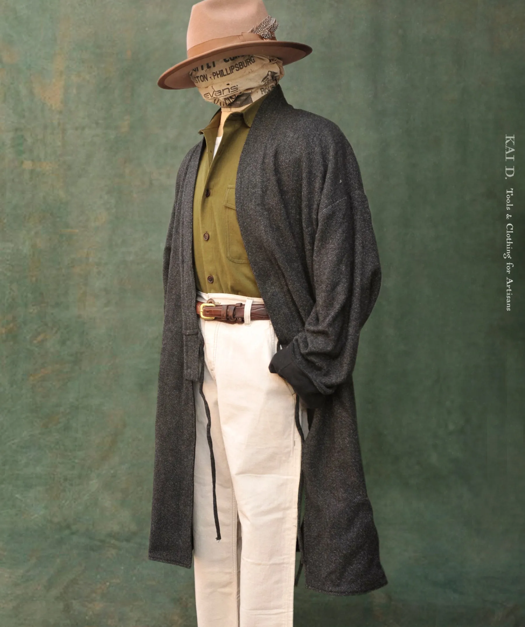 Full Length Japanese Farmer Coat - Nagamachi - Medium (NO RETURN)