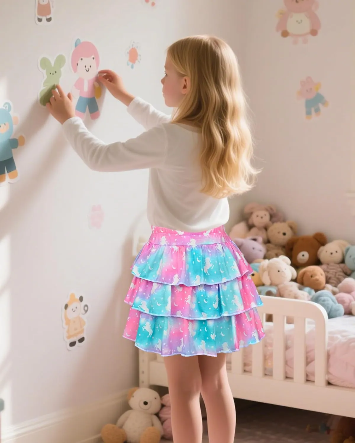 Girls Skirts Layered Tutu for Girls Pink Unicorn Pleated Dresses,Toddler Skirts Princess Party Christmas Birthday 4-6 Years