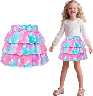 Girls Skirts Layered Tutu for Girls Pink Unicorn Pleated Dresses,Toddler Skirts Princess Party Christmas Birthday 4-6 Years
