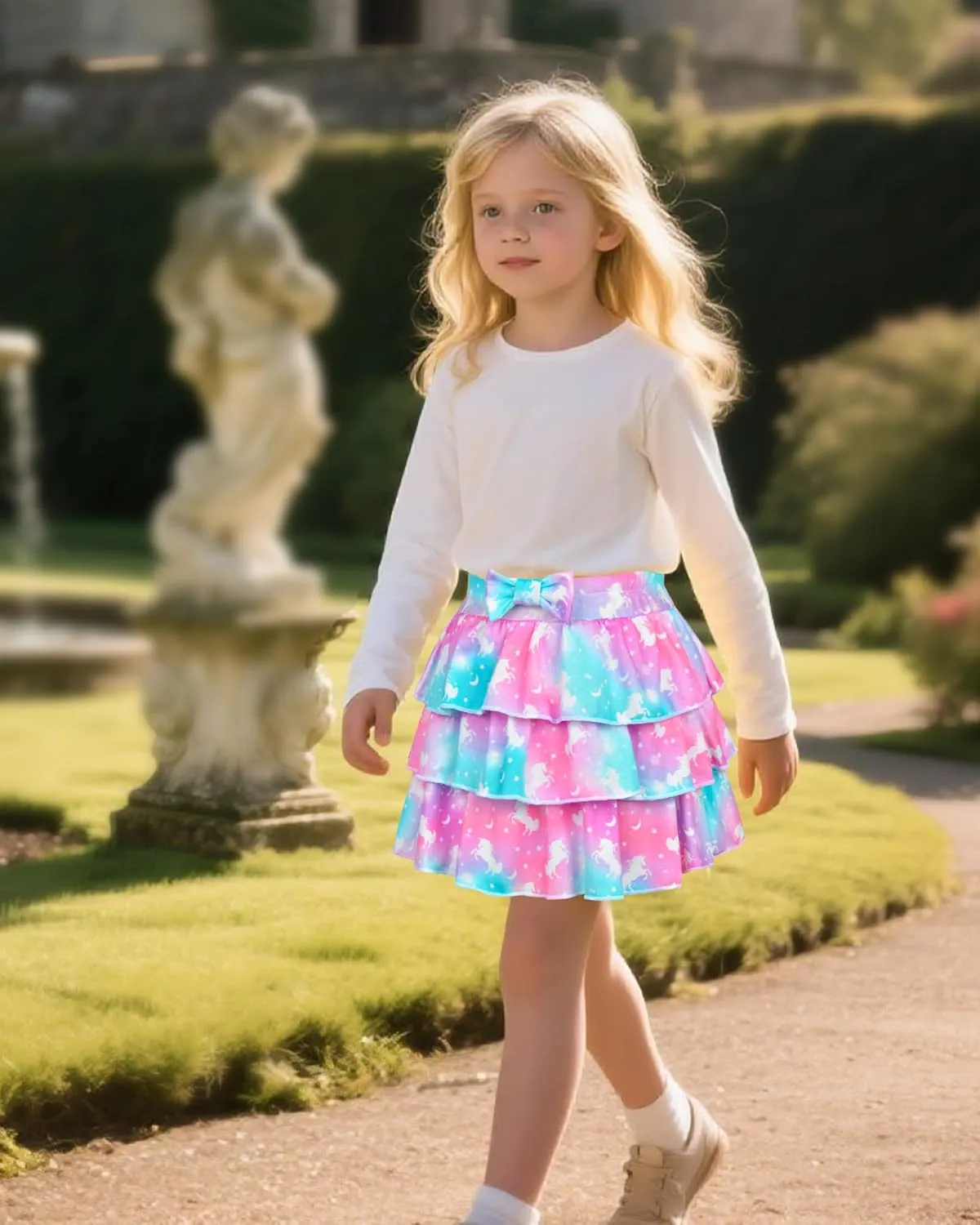 Girls Skirts Layered Tutu for Girls Pink Unicorn Pleated Dresses,Toddler Skirts Princess Party Christmas Birthday 4-6 Years