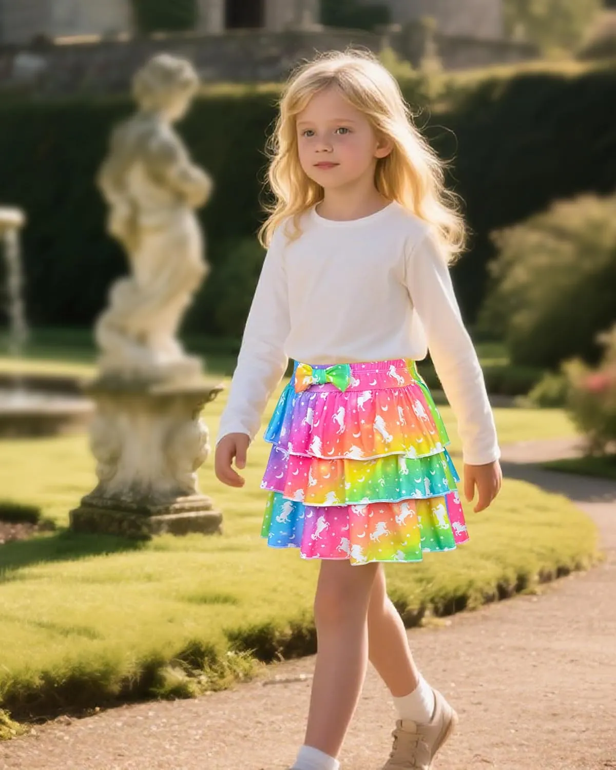 Girls Skirts Layered Tutu for Girls Pink Unicorn Pleated Dresses,Toddler Skirts Princess Party Christmas Birthday 4-6 Years