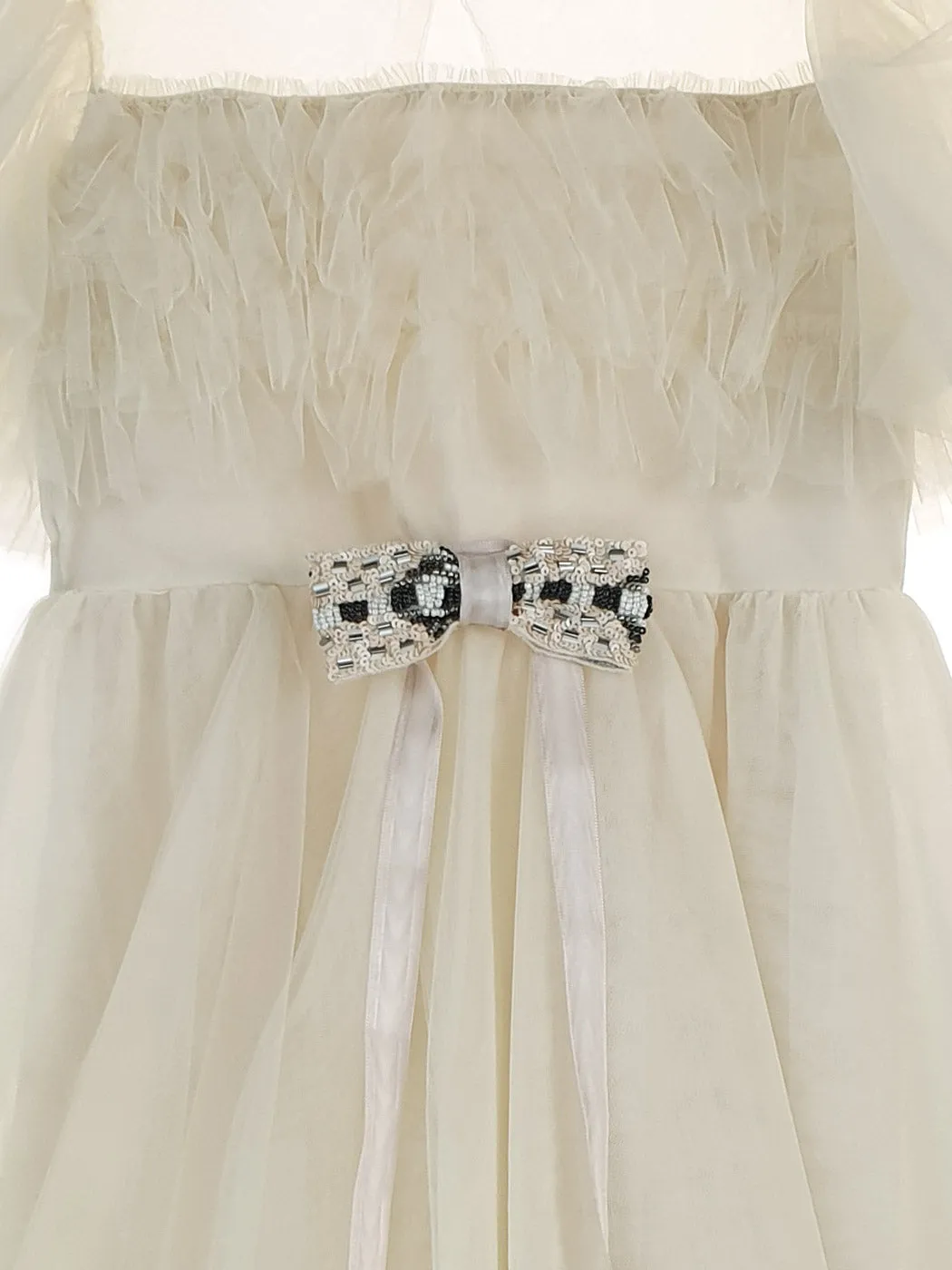 Girl's tulle Dress with ruffles - ISADORA Ivory