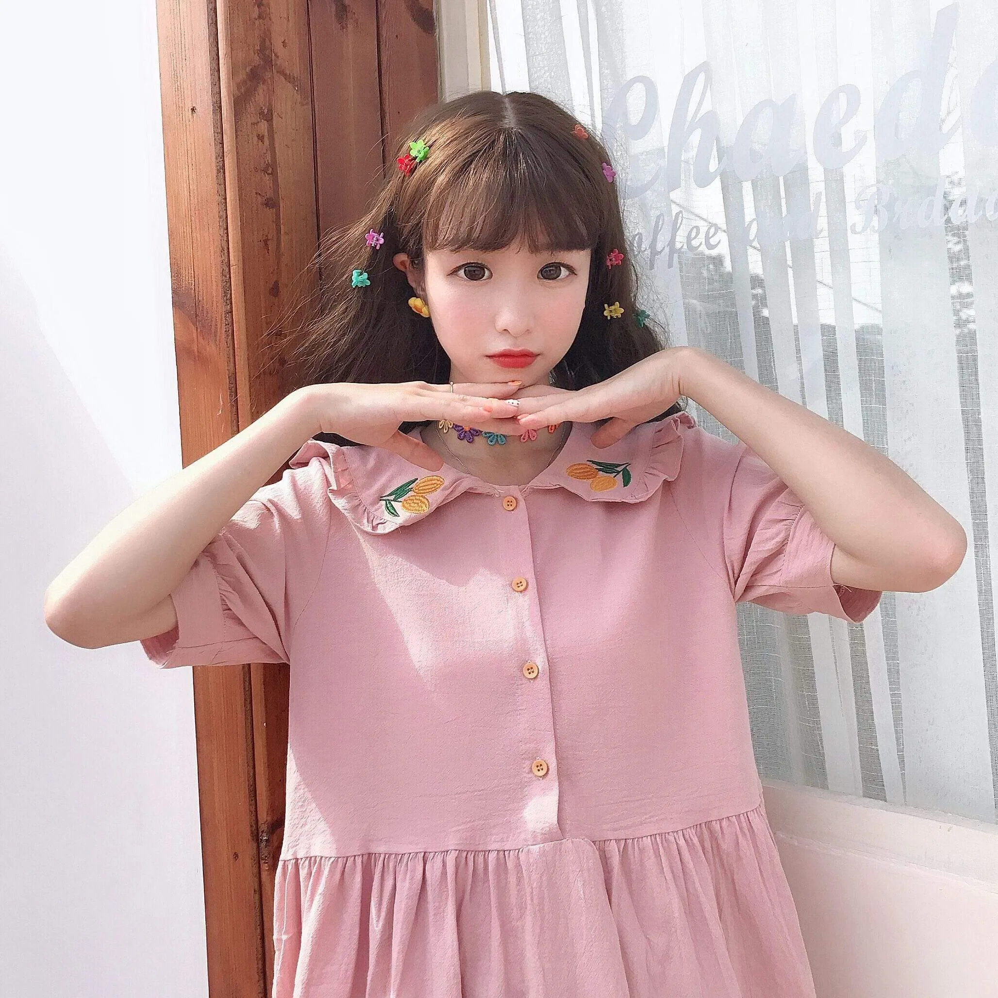 Harajuku Embroidered Peter Pan Collar Dress