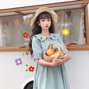 Harajuku Embroidered Peter Pan Collar Dress