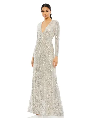 Ieena for Mac Duggal 26552 Twist-front Sequin Dress