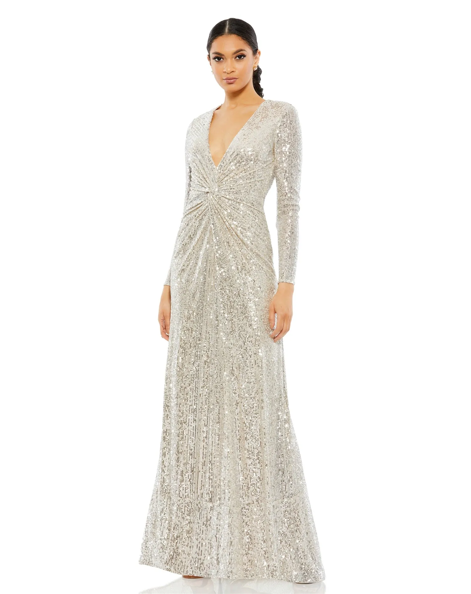 Ieena for Mac Duggal 26552 Twist-front Sequin Dress