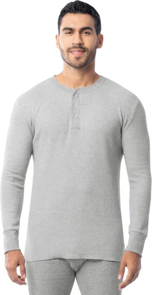 Indera Men's Traditional Waffle Thermal Underwear Long Sleeve Henley Shirt