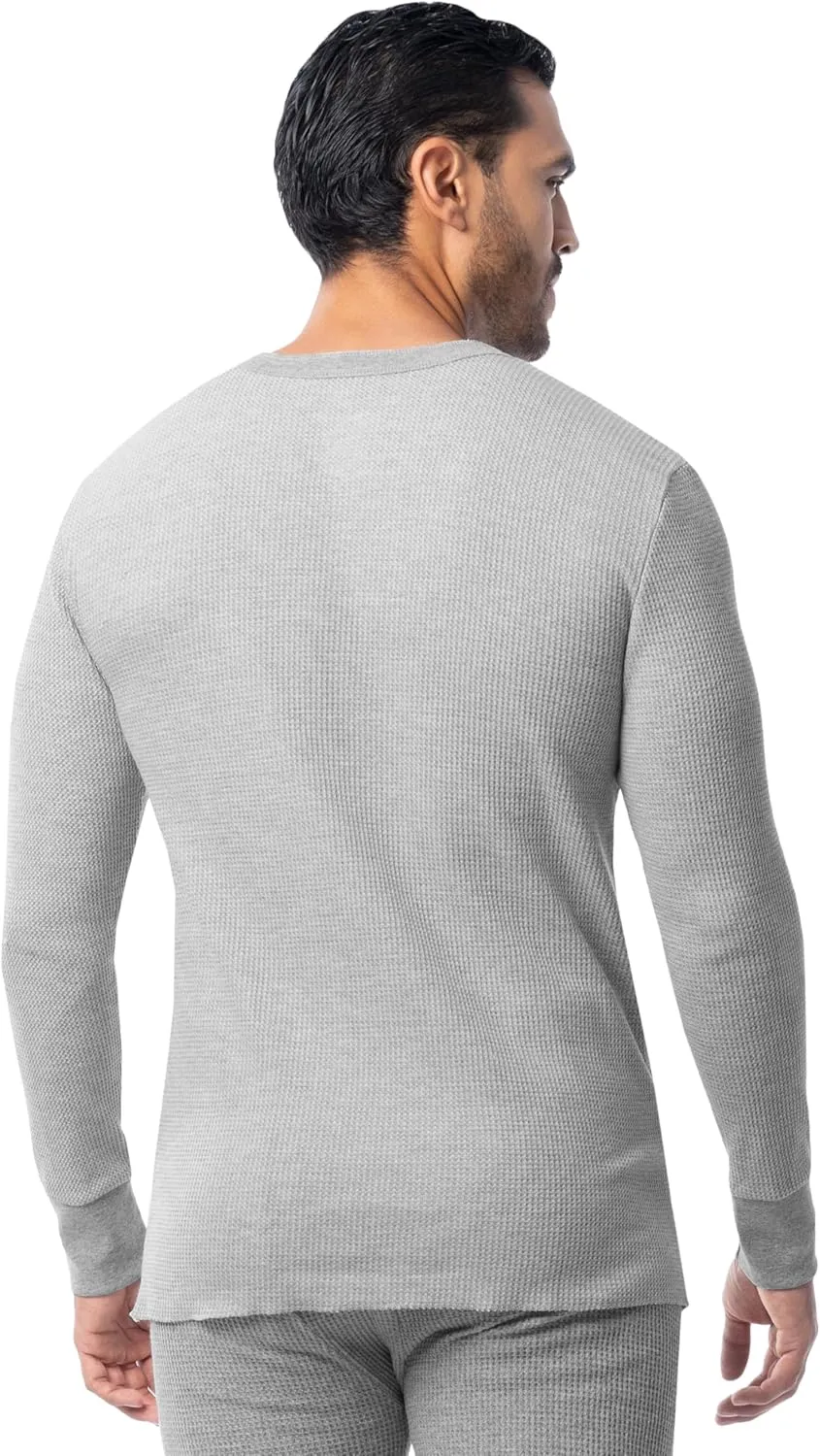 Indera Men's Traditional Waffle Thermal Underwear Long Sleeve Henley Shirt