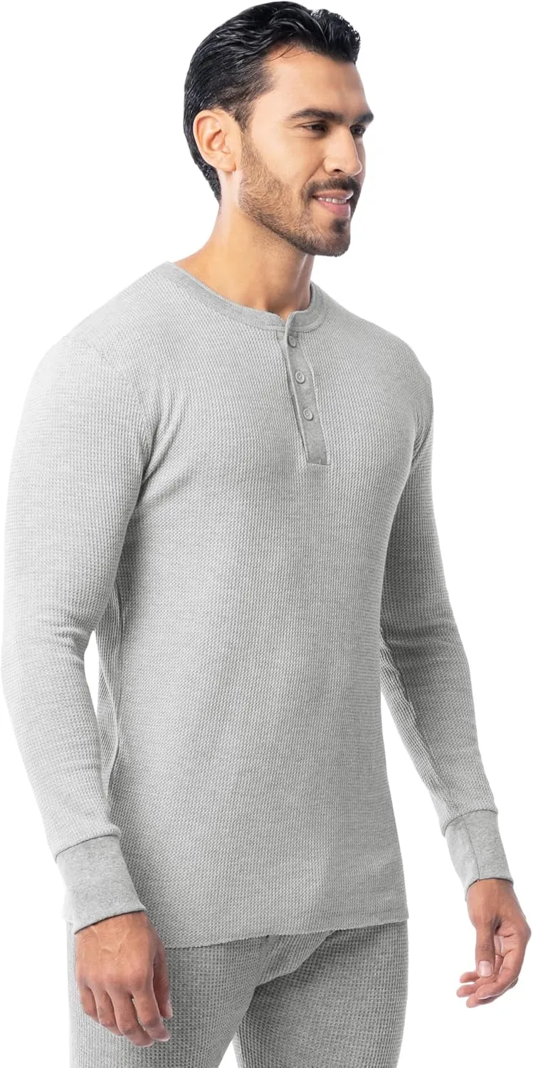 Indera Men's Traditional Waffle Thermal Underwear Long Sleeve Henley Shirt