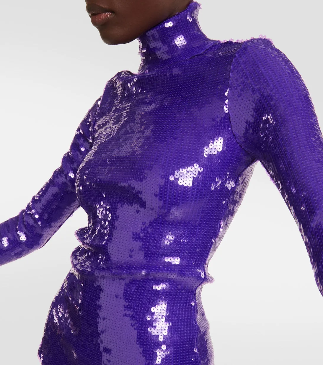Laquan Smith Sequin Turtleneck, Purple