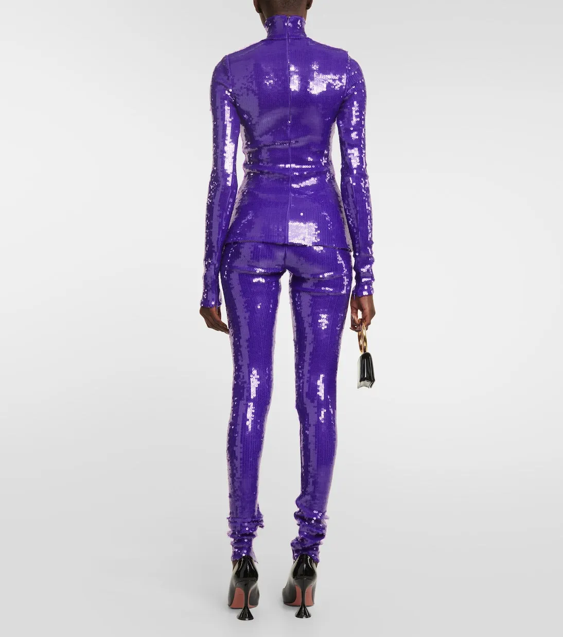Laquan Smith Sequin Turtleneck, Purple