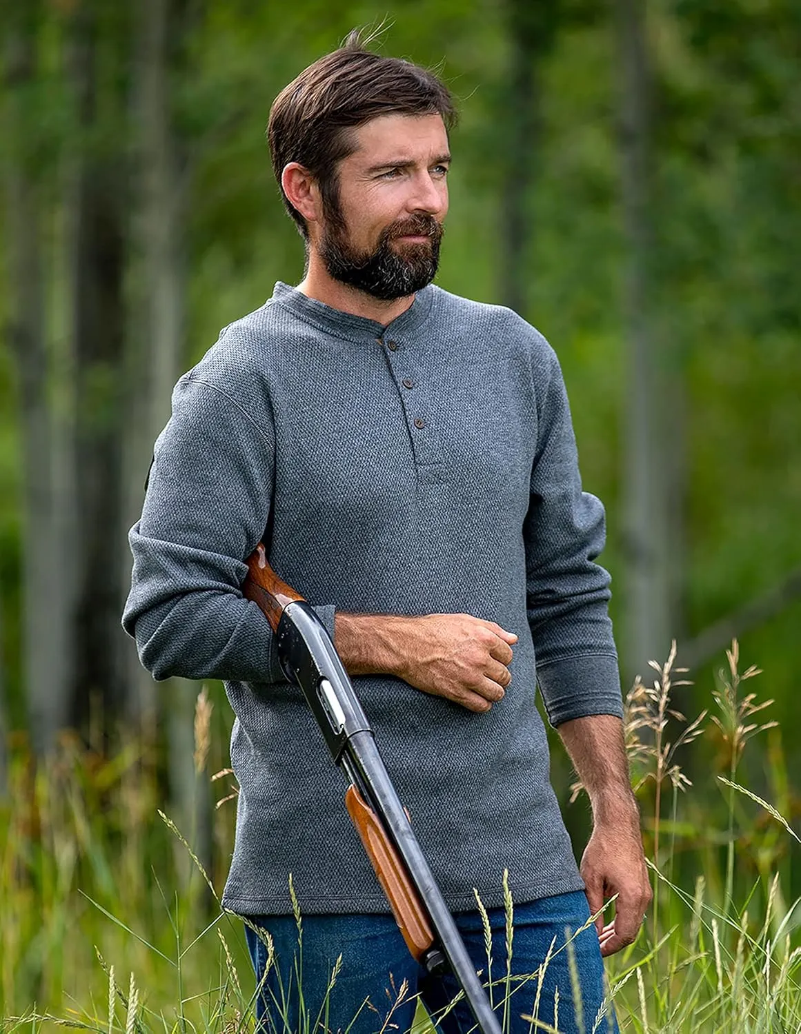 Legendary Whitetails Men's Tough as Buck Double Layer Thermal Henley Shirt-Casual Long Sleeve Waffle Knit Regular Fit