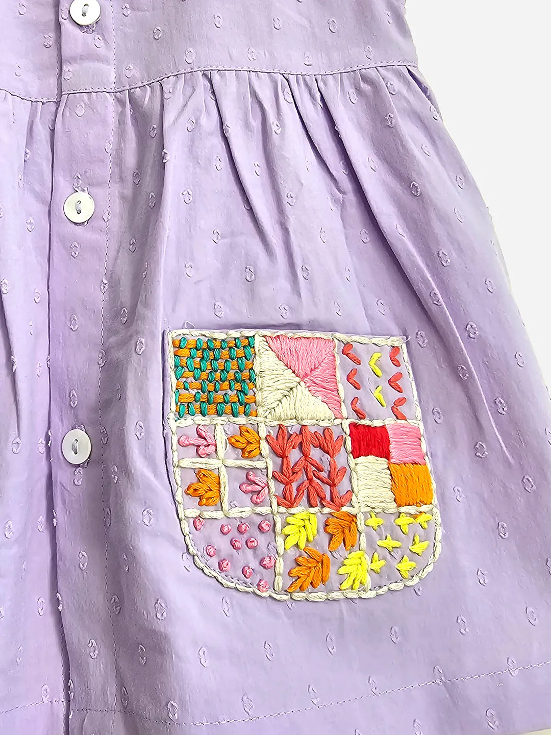 Lilac - Organic Cotton Hand Embroidered Baby Girl Dress