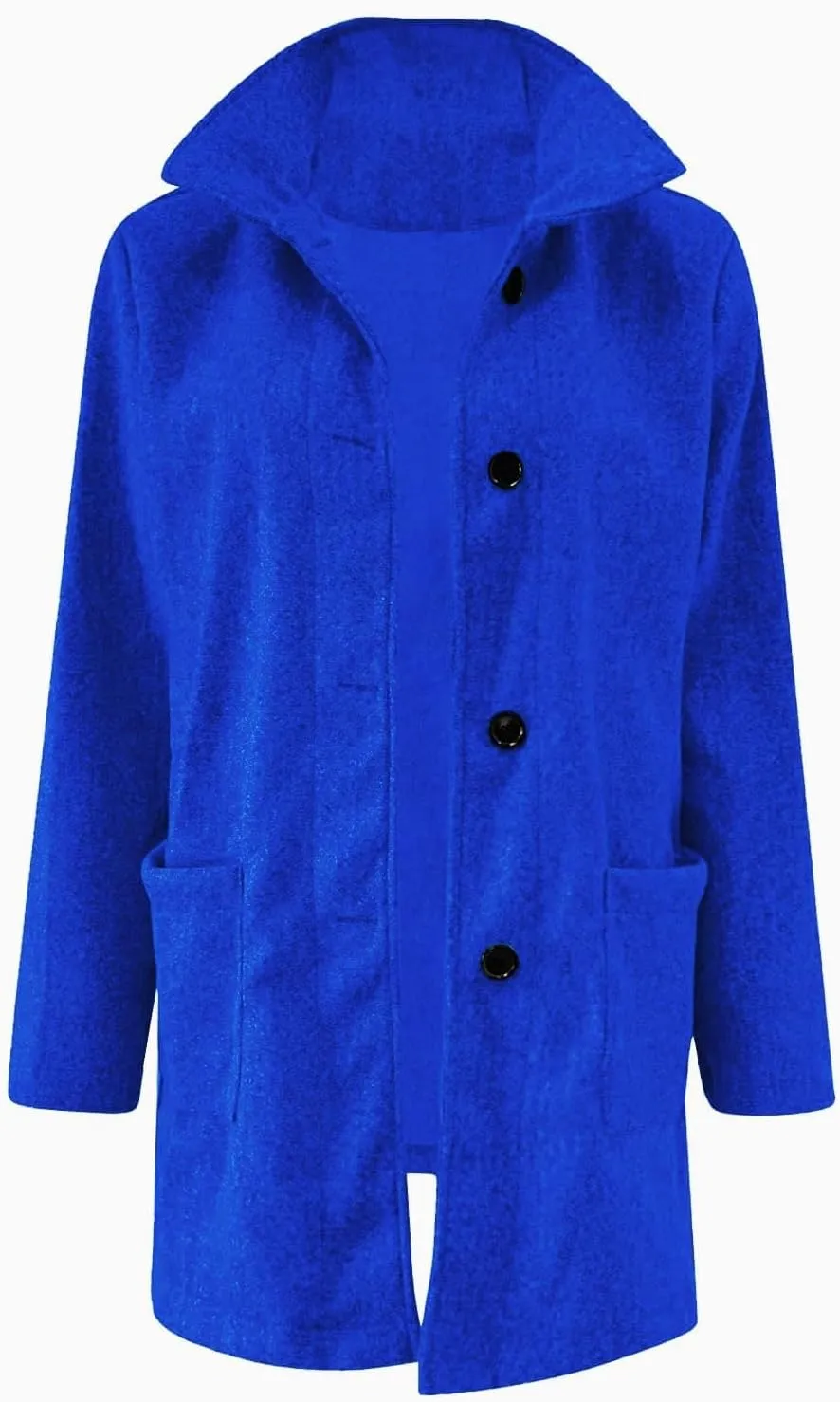 Long Pea Coats for Women Winter Stand Collar Single Breasted Wool Coats Wool Blend Peacoat Thicken Blazer Jacket